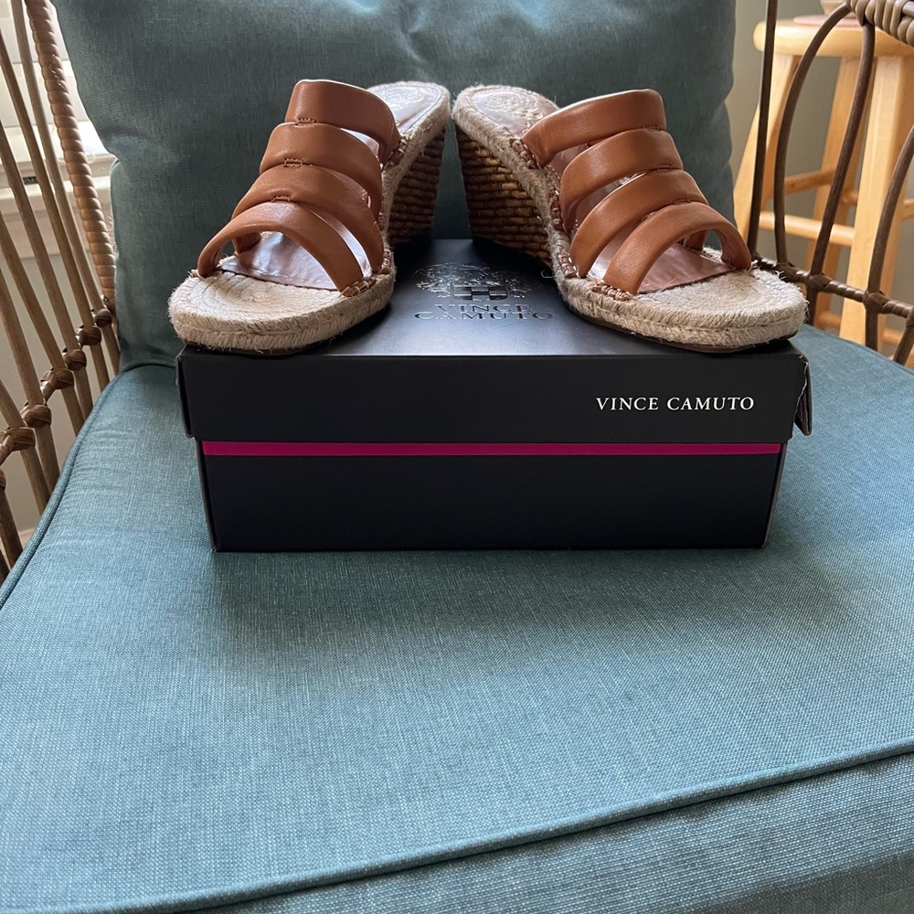 Vince Camuto Tan Wedge Sandals